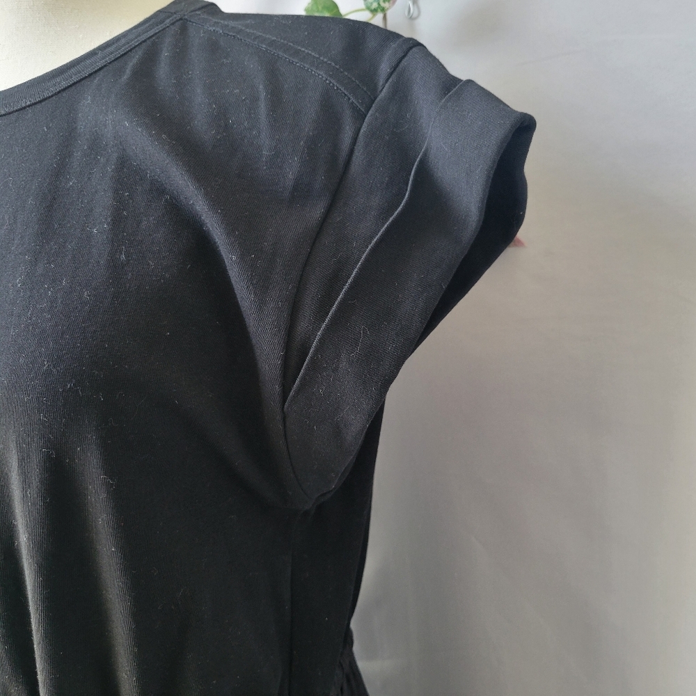 La Ligne Wilhelmina T-Shirt Midi Dress with Shirring Black M - Picture 7 of 13
